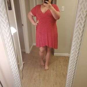 Red and white striped dress